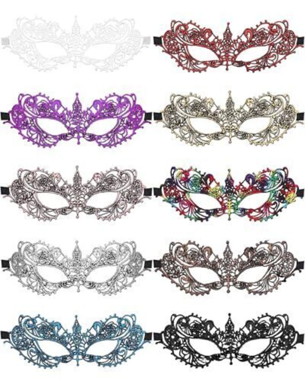4086 10 pcs Multicolored Masquerade Masks Lace Venetian Masks Halloween
